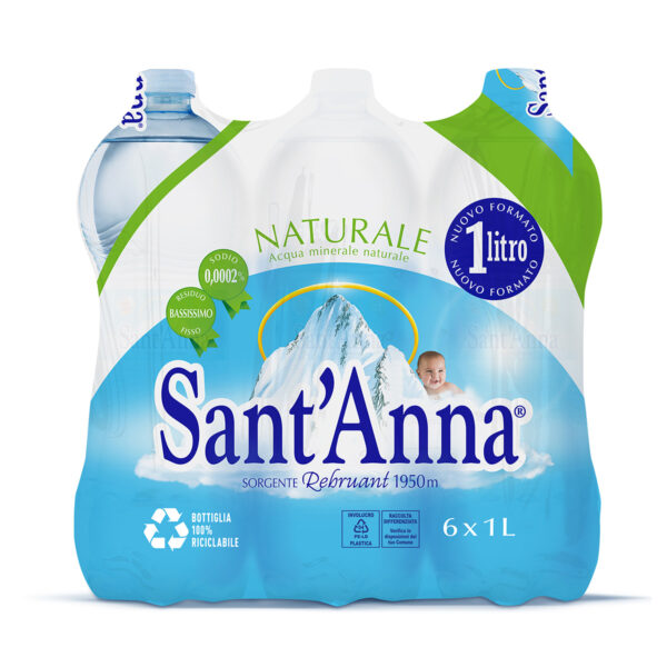 Second image of Sant'Anna Naturale - Still Mineral Water - 6 Pk - 1L - Made in Italy